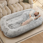 Kromax 71x43x10 Large Human Dog Bed for Adults Orthopedic Washable Cover Light Grey