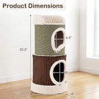 33.5in Barrel Cat Condo 2 Story House with Top Perch Comfy Mats