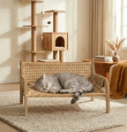 Lightweight Summer Pet Sofa Bed with Raised Cushion, Solid Wood Pet Lounger, Suitable for Cats and Dogs, (27.2" X 18.6" X 11.8"), Dog Sofa Bed, Cat Sofa, Modern Pet Furniture, Thick Padding, Sturdy Construction, Suitable for