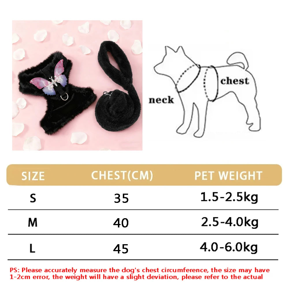 New Breathable Cute Cat Harness Set Butterfly Small Dog Harness Set Walk Outdoors Puppy Chest Vest Leash Accessories