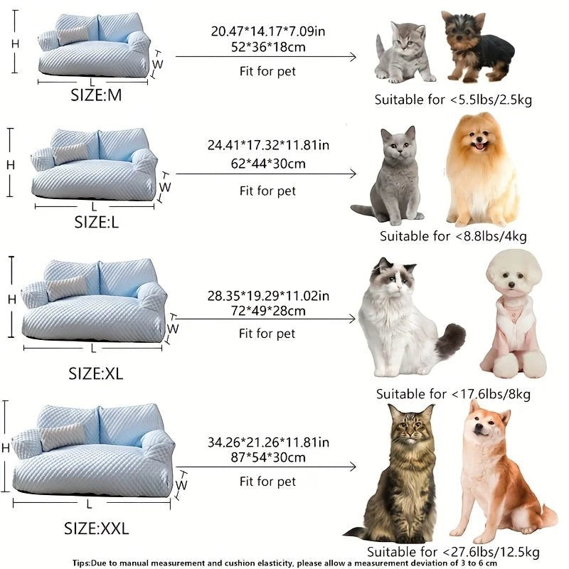 Washable Pet Bed Pet Sofa Bed Warm Soft Comfortable Removable Washable Anti Skid Bottom Cat Couch Bed for Cats Dogs