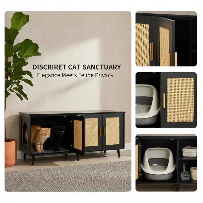 Cane-Look Litter Cabinet