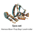 Custom Design Logo Cotton Pet Accessories Personalized Dog Collar Leashes Harness Bow Set Manufacturers Grid13-02