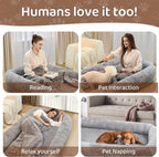 Kromax 71x43x10 Large Human Dog Bed for Adults Orthopedic Washable Cover Light Grey