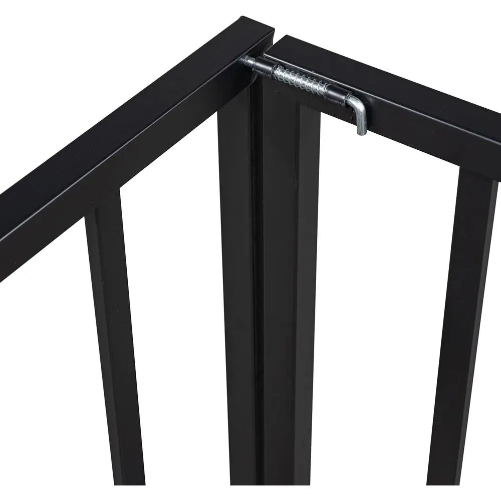Full Size Metal Bed with Rail and Door for Kids, Suitable for Boys and Girls in Black