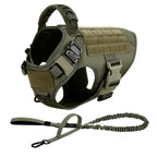Tactical Dog Harness Heavy Duty Military No Pull Dog Harness Leash Set Adjustable Breathable Training Vest Comfort Top Handle Escape Proof for Large Dogs Malinois German Shepherd Outdoor Walking Hunting Camping Pet Accessory