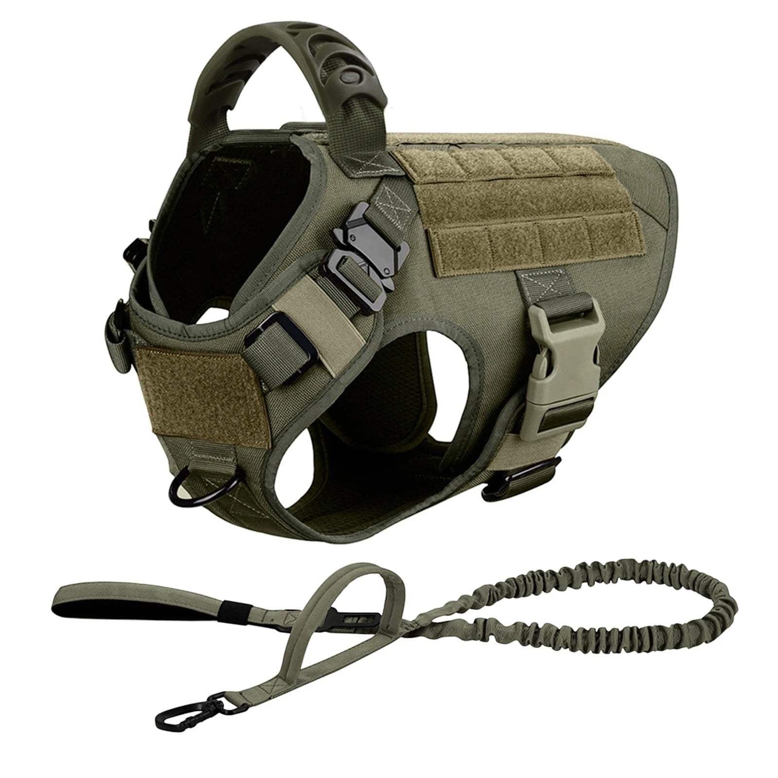 Tactical Dog Harness Heavy Duty Military No Pull Dog Harness Leash Set Adjustable Breathable Training Vest Comfort Top Handle Escape Proof for Large Dogs Malinois German Shepherd Outdoor Walking Hunting Camping Pet Accessory