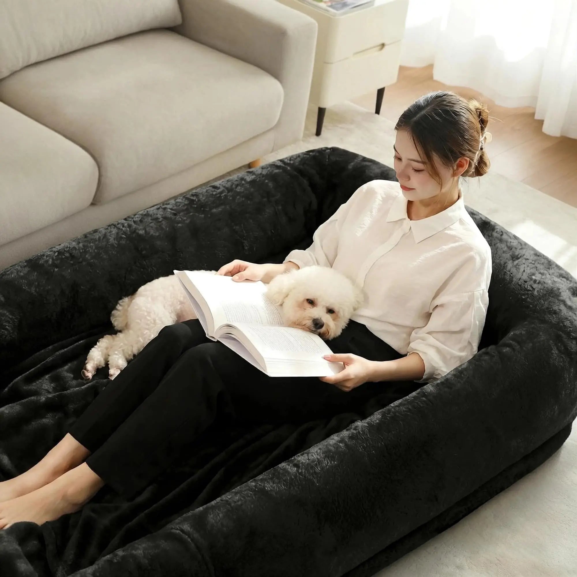 Kromax 71x43x10 Large Human Dog Bed for Adults Orthopedic Washable Cover Light Grey