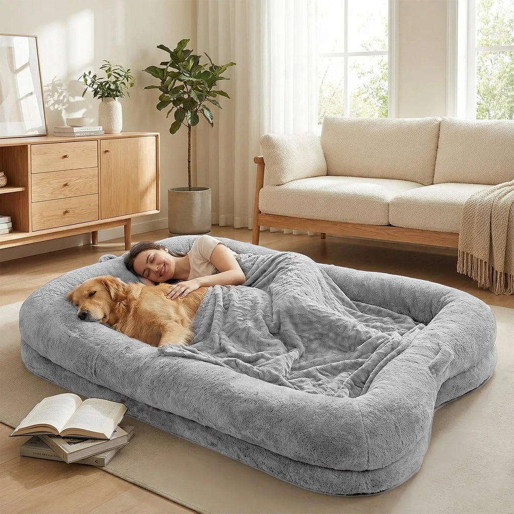 Human-Sized Faux Fur Dog Bed
