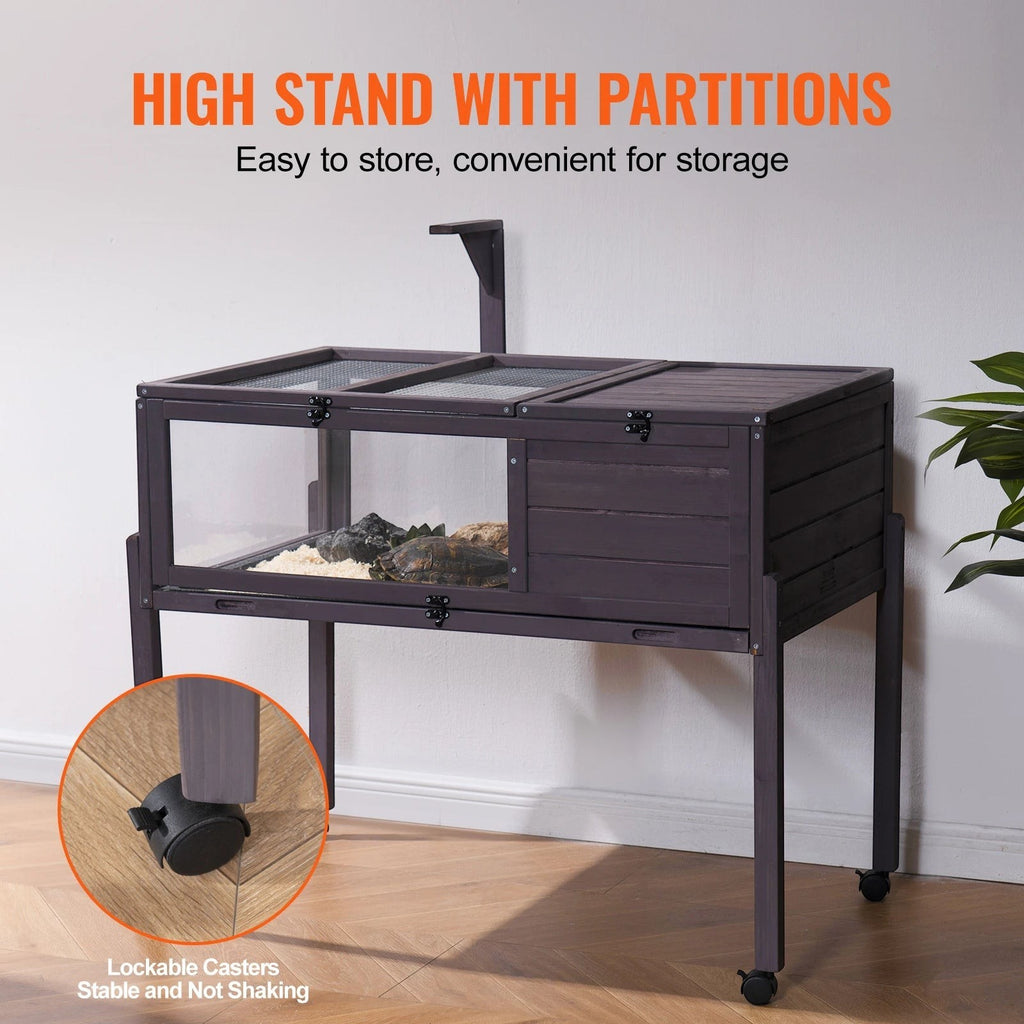SucceBuyTortoise Habitat Tortoise House Indoor&Outdoor Rolling Tortoise Enclosure with Light Stand Reptile Enclosure Animal Cage