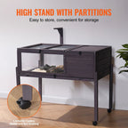 SucceBuyTortoise Habitat Tortoise House Indoor&Outdoor Rolling Tortoise Enclosure with Light Stand Reptile Enclosure Animal Cage
