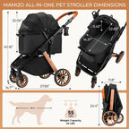 Foldable Pet Stroller for Medium Dog Cat,Pet Travel Carrier,Adjustable Handle with Sun Shade,Shock Absorbers,All-Terrain