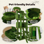 Large 70.87in Cat Tree W/2 Private Condos,3 Perches&Hanging Hammock,Skin-Friendly Short Plush&No Sharp Edges,Natural Sisal Scratching Areas,Safe & Stable for Multi-Cat Families,Kittens to Senior Cats