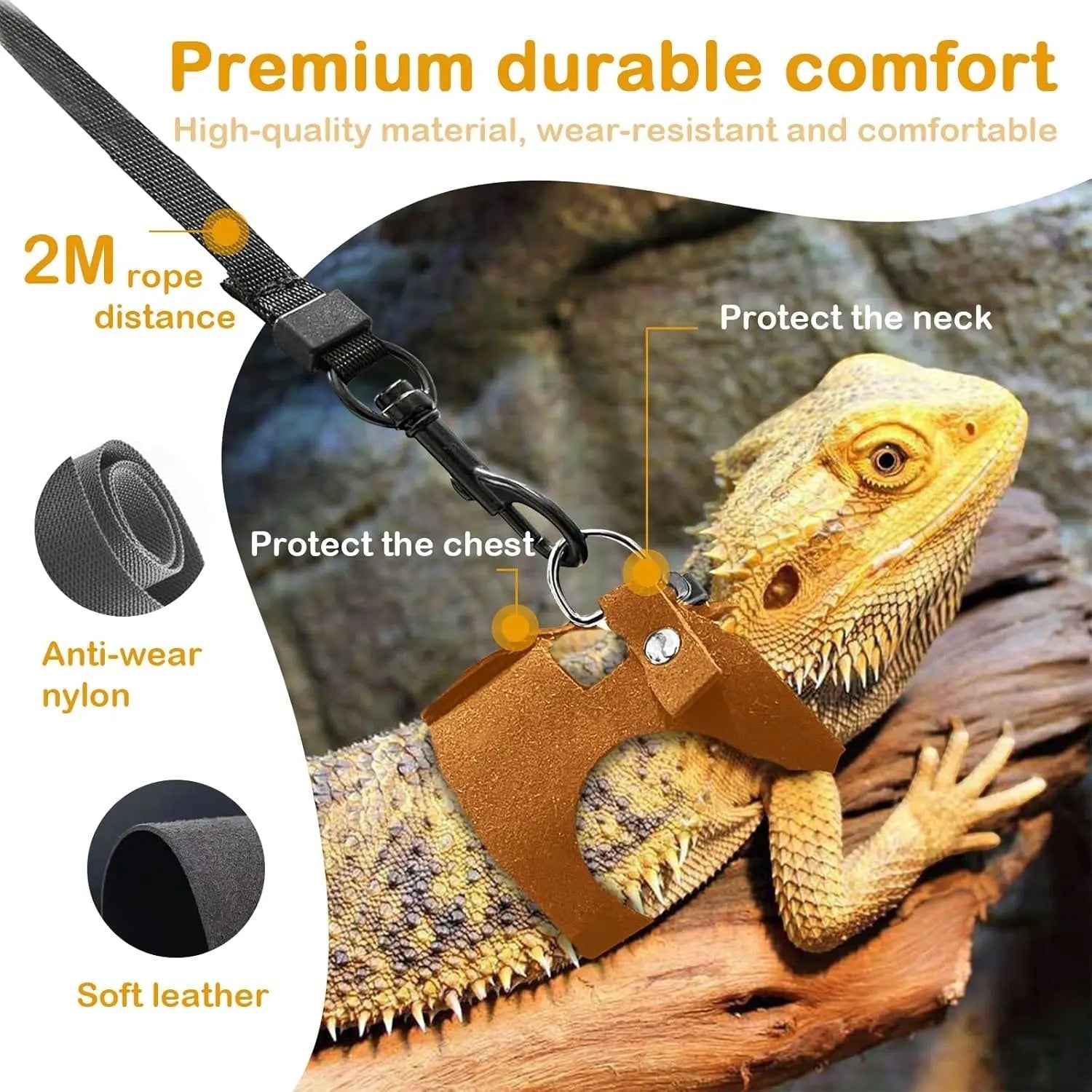 Mincy Pets Adjustable Reptile Harness & Leash Set product photo.