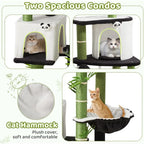 71.3 Tall Cat Tower with Panda Design: Spacious Kitty Condo, Sisal Scratching Post, Hammock, and Multi-Level Platforms
