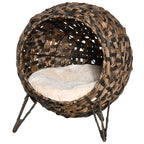 20.5" Hyacinth Cat House, Elevated for Comfort