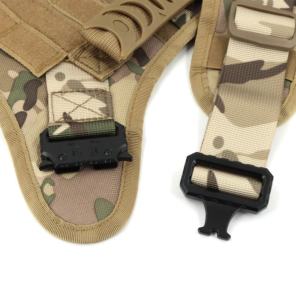 Tactical Dog Harness Heavy Duty Military No Pull Dog Harness Leash Set Adjustable Breathable Training Vest Comfort Top Handle Escape Proof for Large Dogs Malinois German Shepherd Outdoor Walking Hunting Camping Pet Accessory