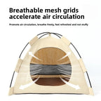Portable Cat Tent Bed Breathable Oxford Pet House with Double-sided Mat Summer Cooling Cat Cave for Indoor Outdoor Cats Dogs