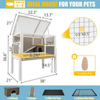 Wooden Guinea Pig Cage 2-Story with Stand, Leak-Proof Tray, Ramp & Hideout for Small Pets