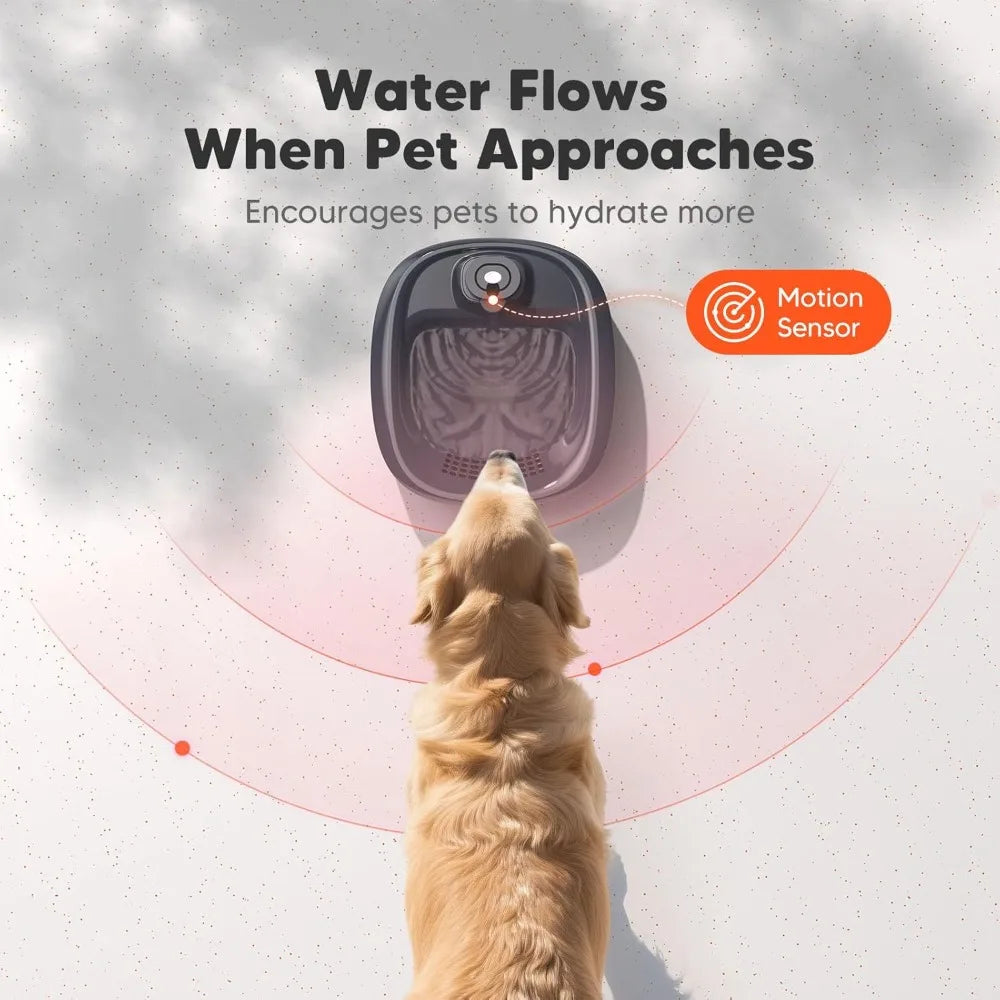 6L Cordless Dog Water Fountain, 5000mAh Battery Operated, Motion Sensor, Ultra Quiet Pump for Dogs & Cats