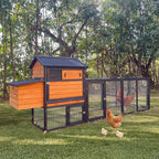 Large Wooden Chicken Coop with Nesting Boxes & Run Cage for 3-6 Chickens, Outdoor Hen House Poultry Hutch Rabbit Cage with No-Sl