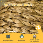 Rattan cat basket, cat cave, cat house, cat bed with cushion, pet bed, water hyacinth, brown, 42 x 33 x 52 cm
