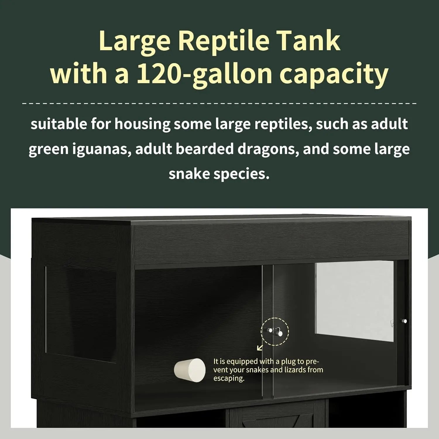 120 Gallon Reptile Tank with Stand, 4x2x2 Terrarium for Bearded Dragon Snake Lizard, Sliding Door Mesh Top