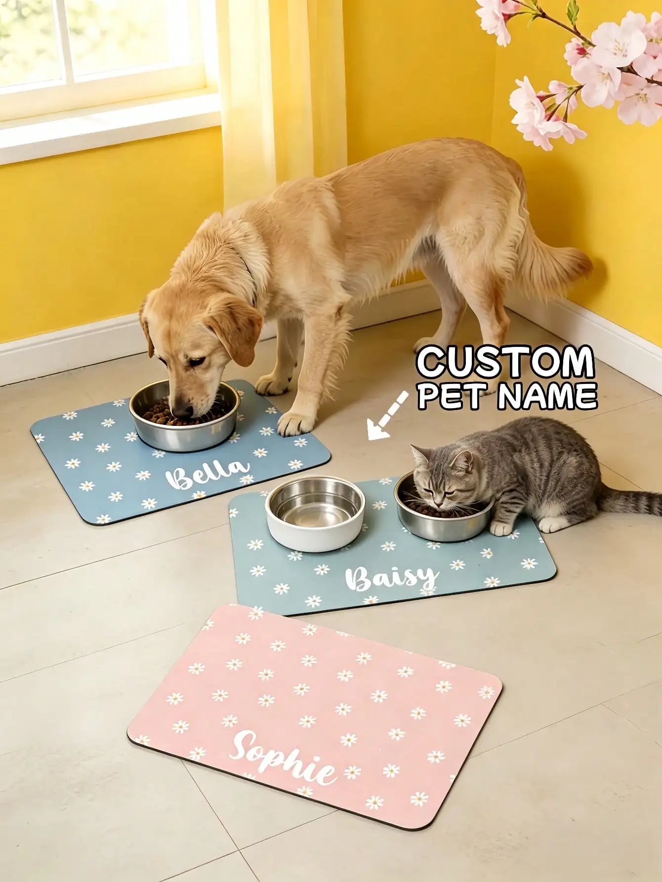 1pc Personalized Dog Food Mat, Custom Pet Name Mat, Feeding Accessory, Gift For Dog Lovers, Customized Pet Mat, Mother's Day, Special Occasions