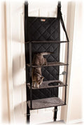 K&H Pet Products Hangin Cat Tree Door Mounted Cat Furniture, Space Saving Multi-Level Wall Perch Hammock Bed, Interconnecting Le
