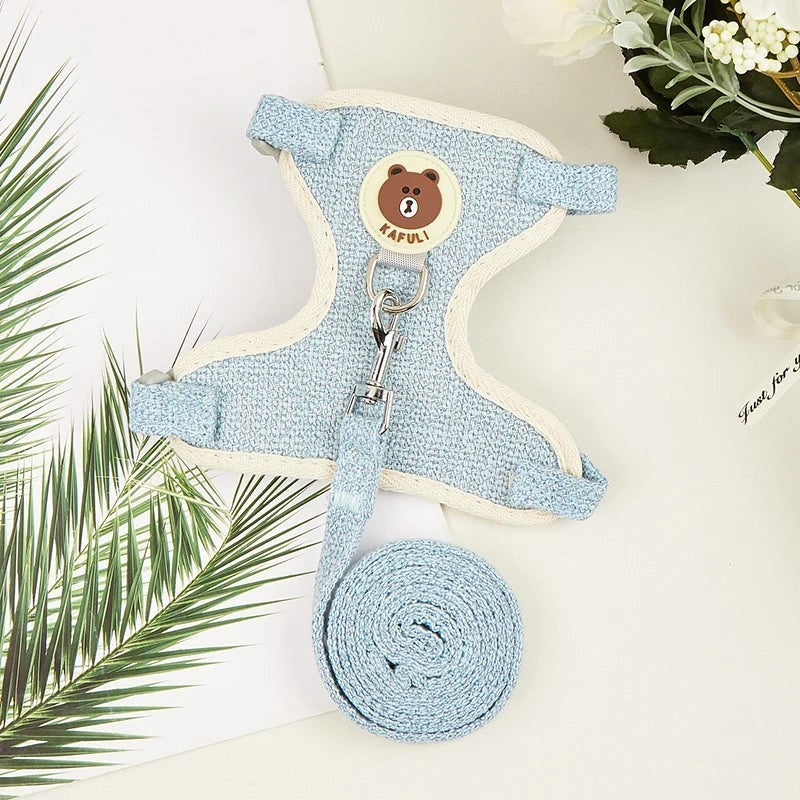 Mincy Pets Cartoon Print Rabbit & Cat Harness Leash Set product photo.