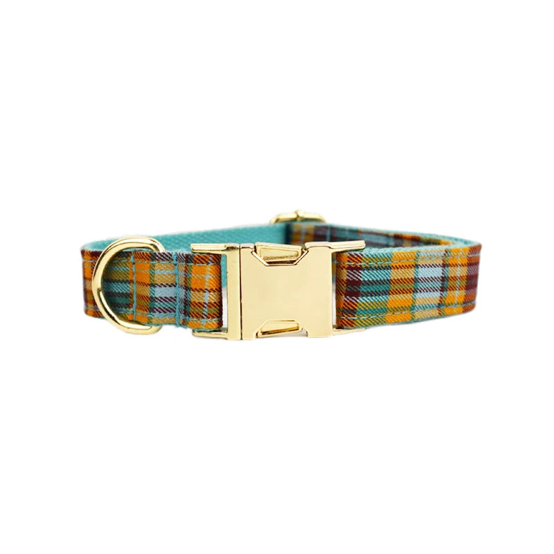 Mincy Pets Personalized Cotton Dog Collar Harness Bow Set product photo.