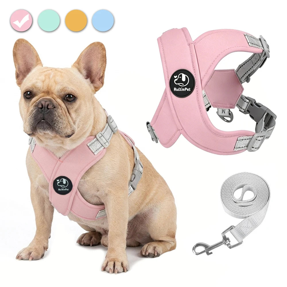 Dog Harness Leash Set Reflective Adjustable Pet Vest Harness with Metal D Ring Breathable Puppy Cat Walking Chest Strap Supplies