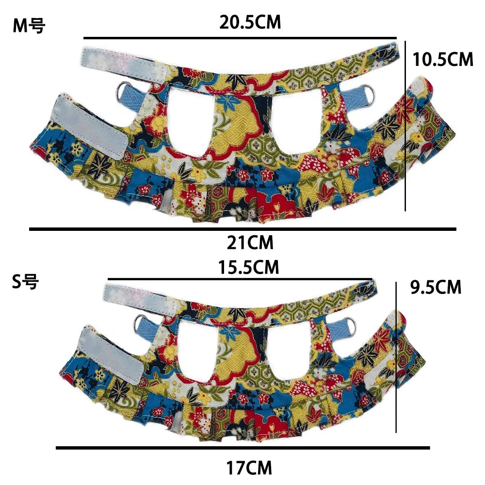 Pet Ferret Harness Dress with Split Tank Top Squirrel Leash and Anti-bite Chest and Back Strap Flower Branch Black-tailed Marmot