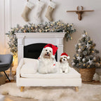 L-Shape Dog Sofa Bed Cat Cushion Stool Warm Nesting Couch with Rubber Wooden Legs Soft Comfortable Pet Furniture