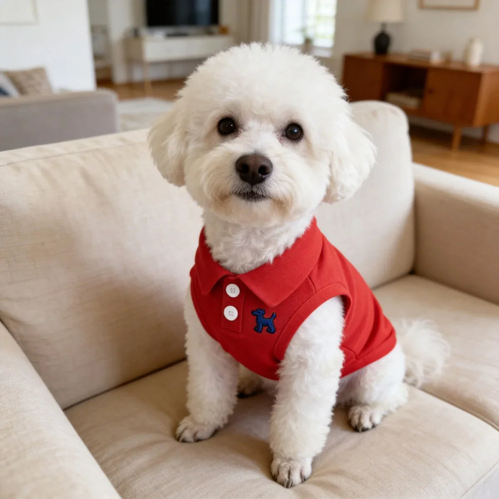 Spring and Summer Solid Color Polo Shirt Puppy Thin Breathable T-shirt Cat Vest Pet Clothing Skin Friendly and Delicate