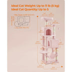 Tall Multi Level Cat Tree Condo with Scratching Posts Perches Caves Hammock and Toys