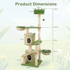 63 inch Tall Cat Tree,Multi-Level Aesthetic Stripped Cat Tower with Sisal Scratching Posts, 2 Condos,2 Side Baskets,and 2 Balls