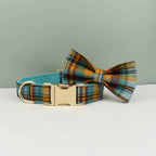 Custom Design Logo Cotton Pet Accessories Personalized Dog Collar Leashes Harness Bow Set Manufacturers Grid13-02