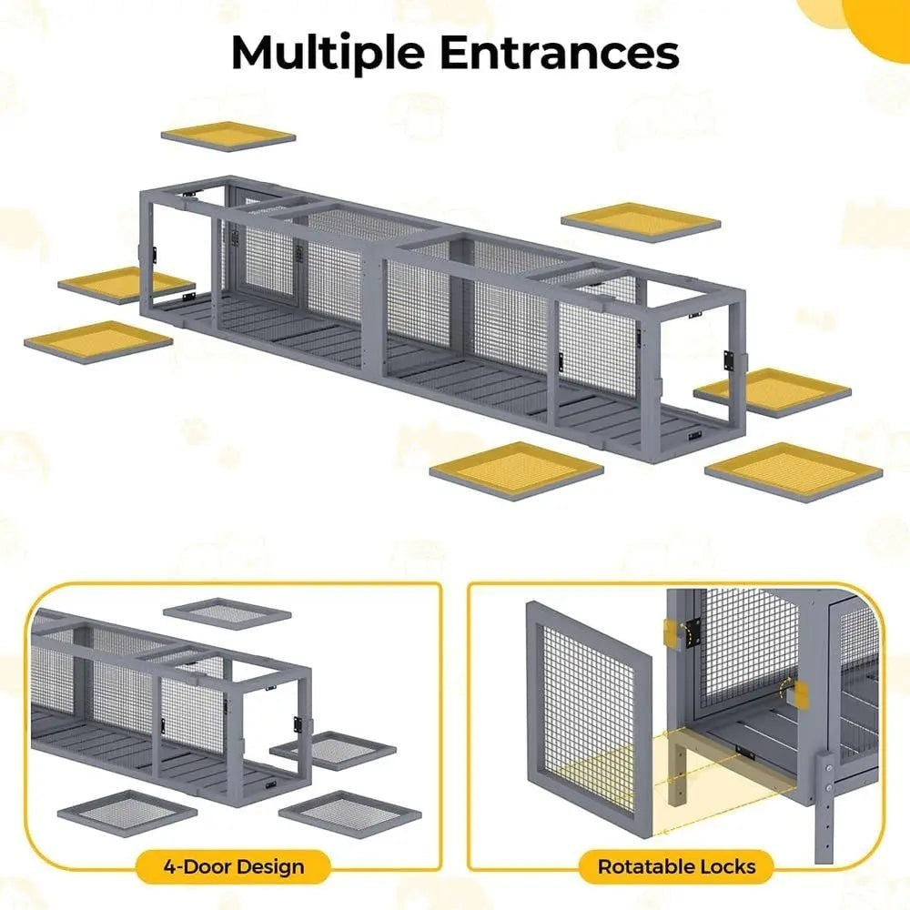 Configurable Window Catio with Multi-Level Cat Tunnel and Play Platforms for Indoor/Outdoor Use