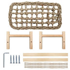 Bearded Dragon - Natural Wood and Seagrass Hammock, Reptile Tank Basking Platform Accessories for Leopard Gecko, Lizard, Frog