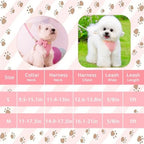 Cute Small Dog Harness Collar and Leash Set with Detachable Bowtie, Adjustable Dog Harness Collar and Leash Set with Secure Met