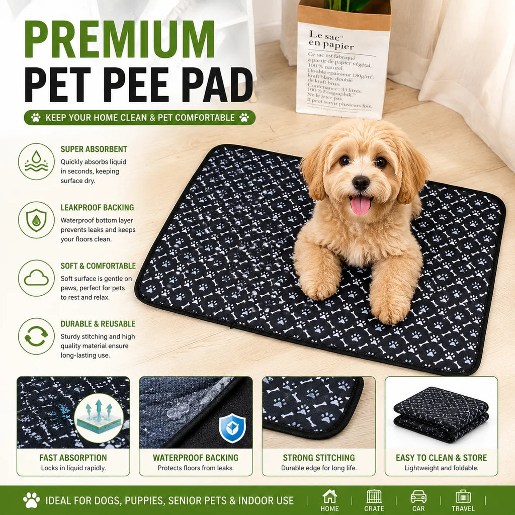 Dog Pee Pad Reusable Washable Waterproof Absorbent Urine Mat Covers Car Seat Floor Sofa Puppy Cat Training Diaper Pet Supplies
