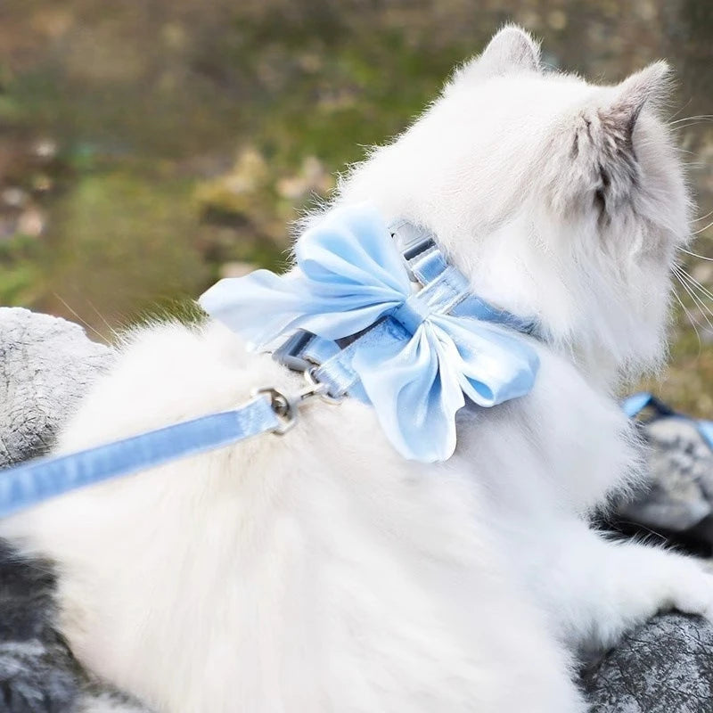 Cat Collar and Lead Adjustable Harness with Traction Rope for Cats Kittens Puppies