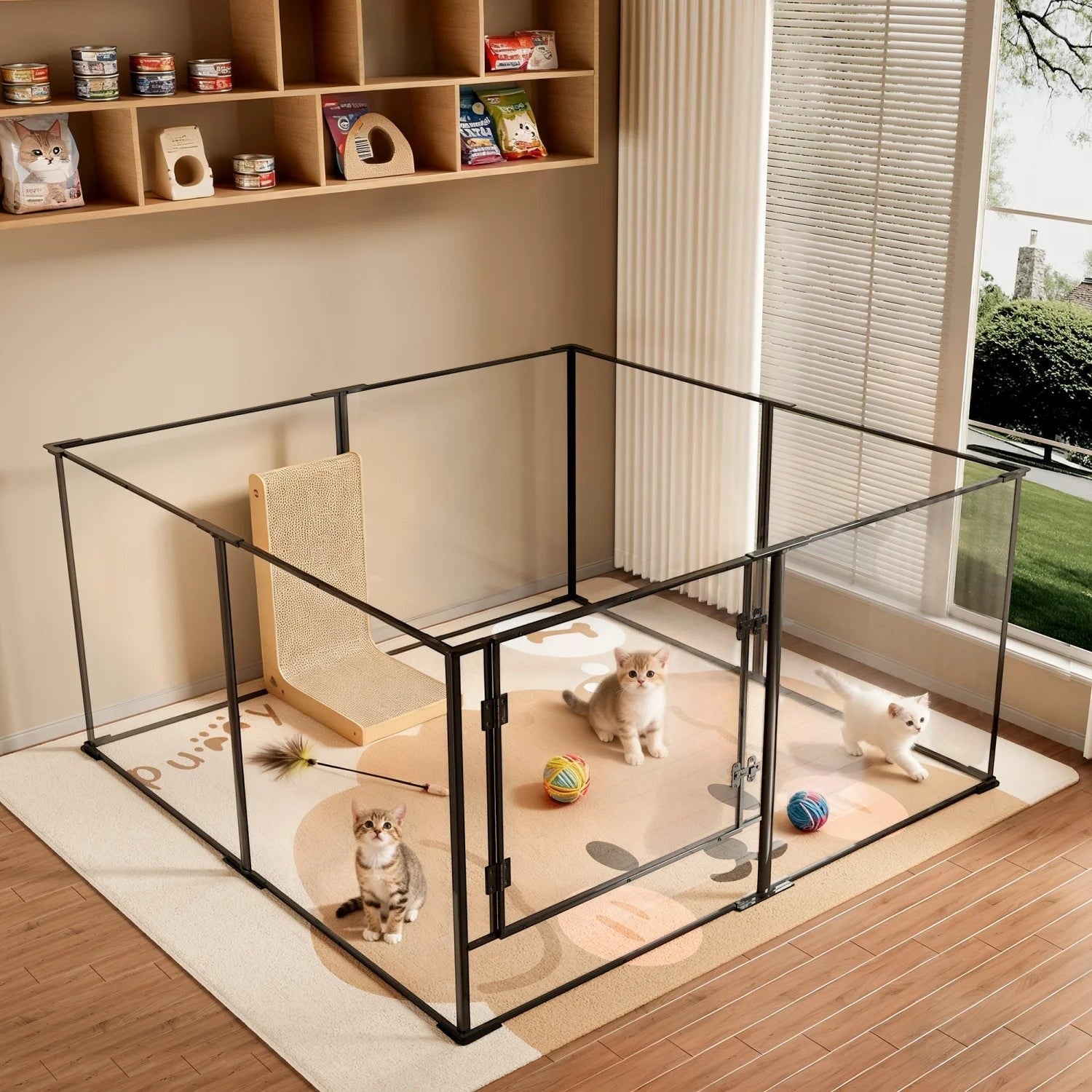 8 Panels Clear Acrylic Dog Playpen Pet Puppy Playpen for Guinea Pig Rabbits Small Animals Whelping Pen Box Exercise Fence