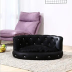 Ready to ship multi-colors luxury pet bed leather dog bed princess style cat sofa bed with diamond