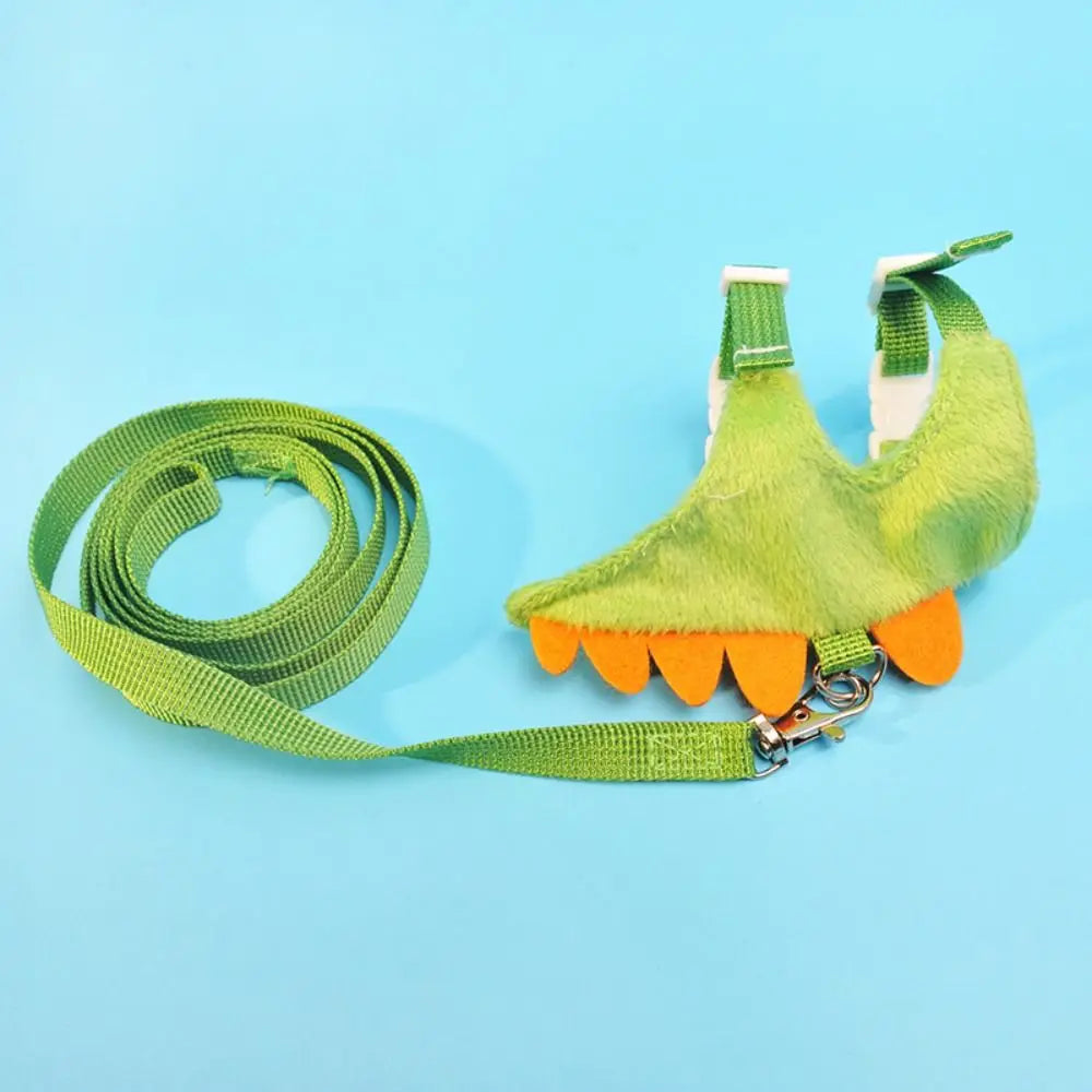 Soft Cartoon Ferret Vest Harness Adjustable Flannel Hamster Chest Strap Dragon Design with Bell Ferret Traction Rope Training