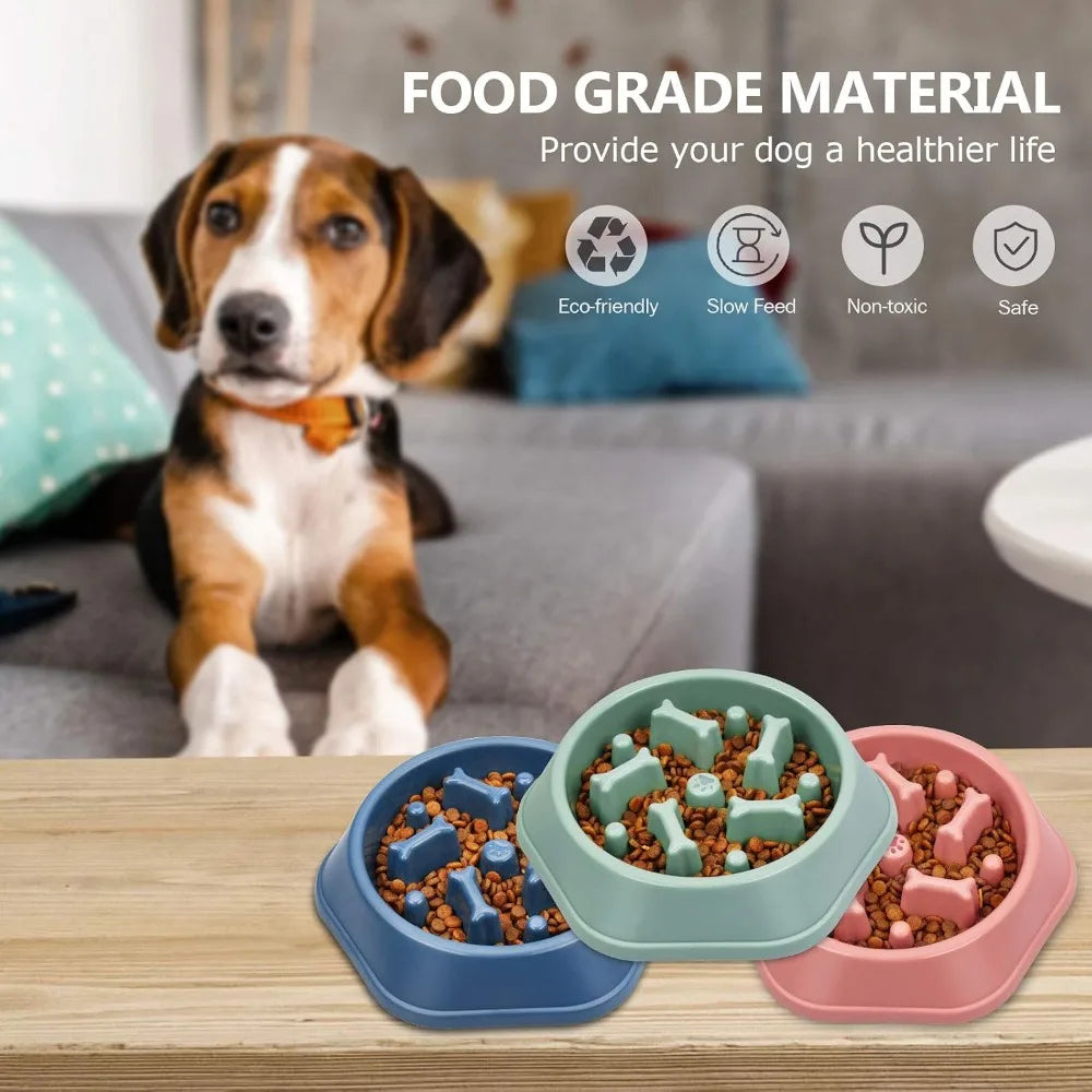 Slow Feeder Dog Bowl Anti-Chocking, Interactive Pet Puzzle Bowls for Small Medium Dogs, Bloat Stop Non-Slide Food Dish