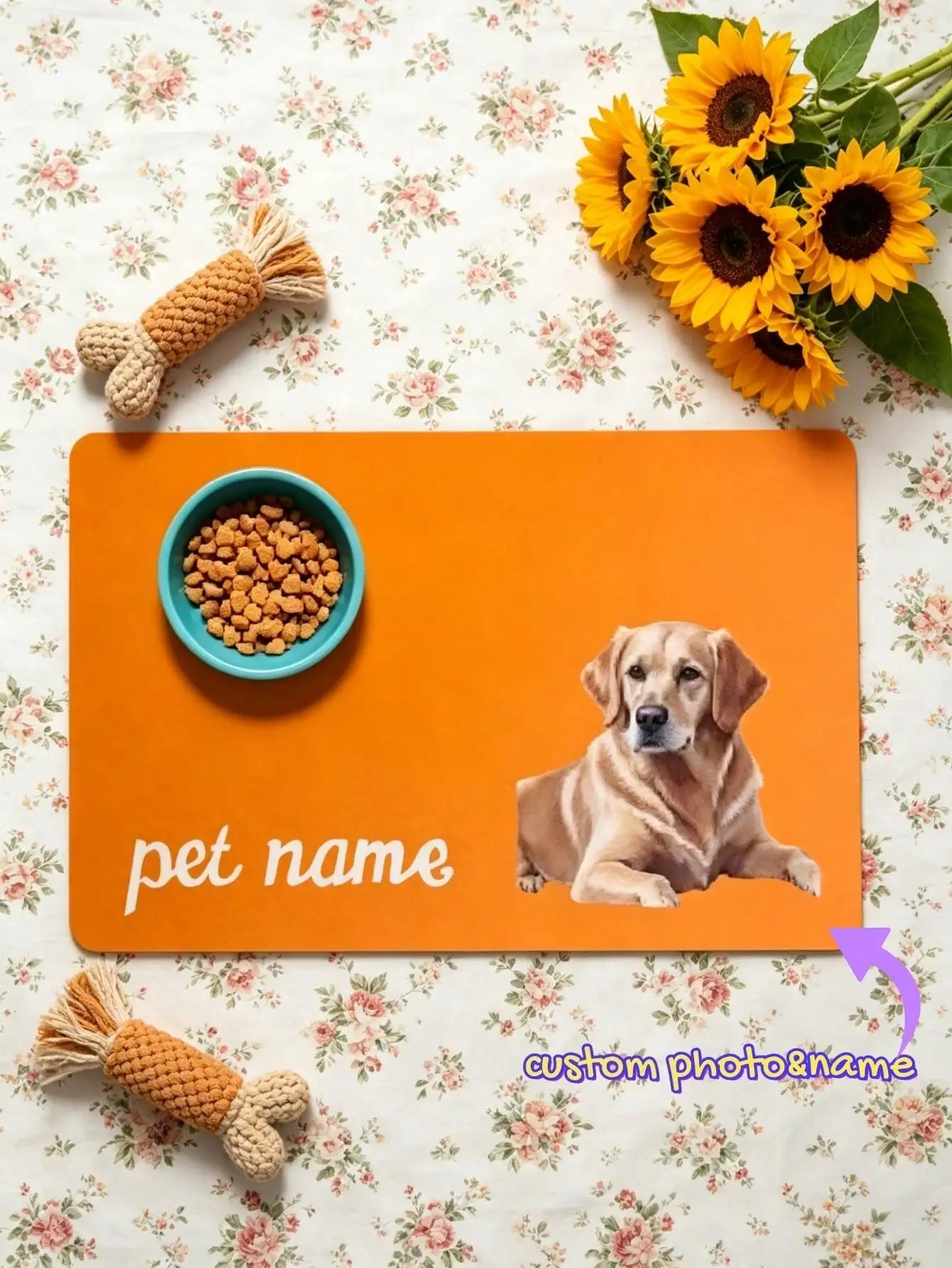 1pc Personalized Dog Food Mat, Custom Pet Name Mat, Feeding Accessory, Gift For Dog Lovers, Customized Pet Mat, Mother's Day, Special Occasions
