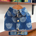 Denim Dog Harness and Lesh Set Pet Clothes Dog Chest Strap Traction Rope Cat Vest Harnesses Chihuahua Ragdoll Walking Supplies