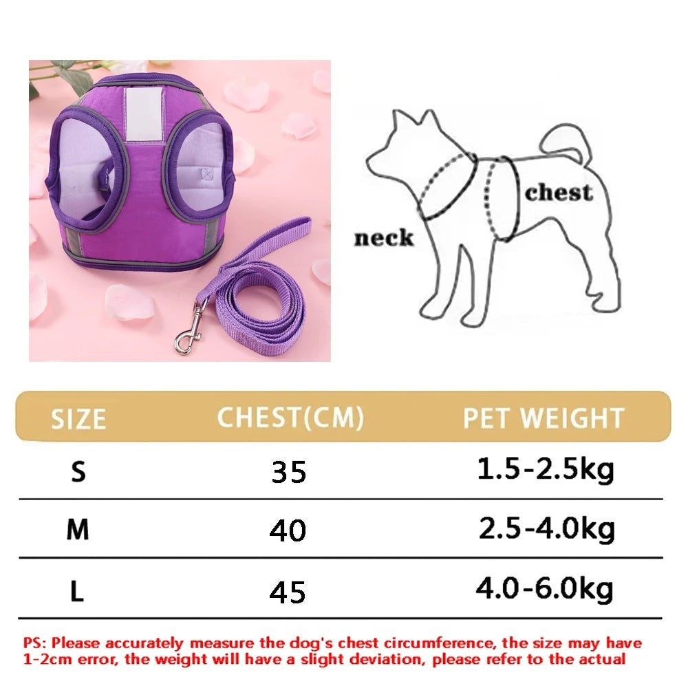 Mincy Pets Soft Adjustable Dog & Cat Vest Harness Set product photo.
